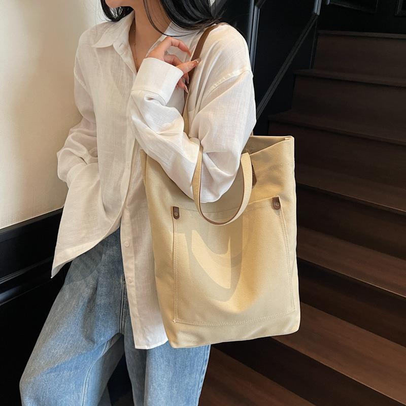 Shoulder bag Women's tide large-capacity canvas bag Simple handbag Student class bag Men's and women's tote bag