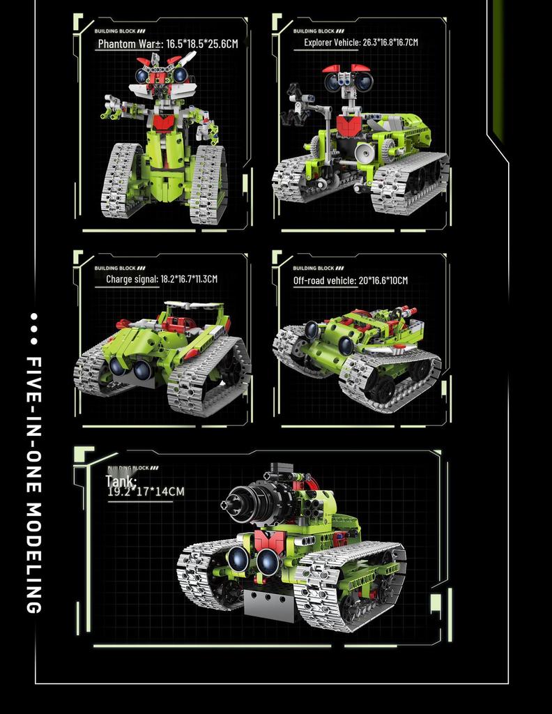 Programmable 5-in-1 Remote Control Moon Robot for Science Education, Compatible Building Blocks