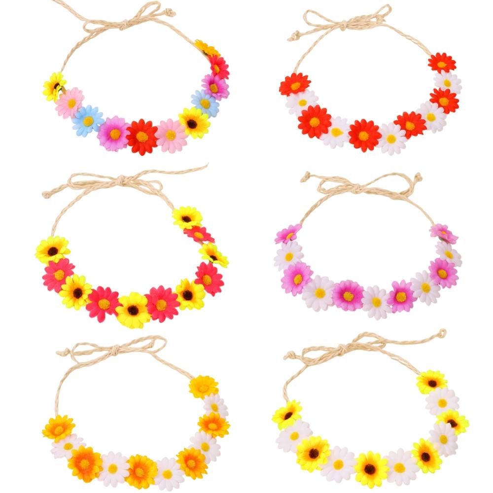 Künstliche Gänseblümchen Bohemian Stirnband Verstellbares Hanfseil Blumen Haarband Für Damen Mädchen Strand Hochzeit Party Dekorationszubehör