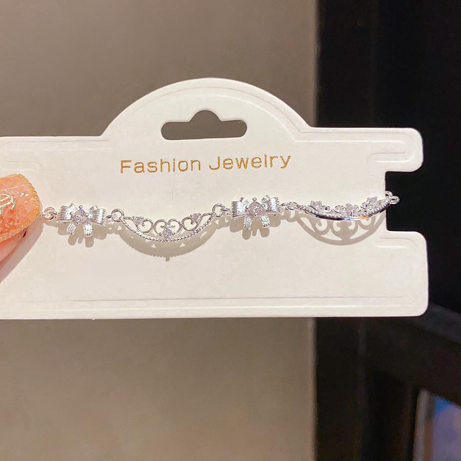 Copper Zircon Butterfly Bow Fashion Bracelet With Cubic Zirconia For Women