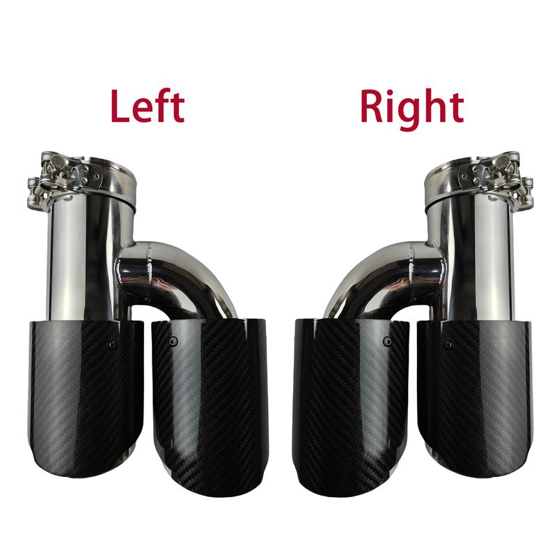1 Pcs Universal Car Carbon Fibre Tail Throat Length Burnishing h-Shaped Double Out Twill Glossy Exhaust Muffler Tip