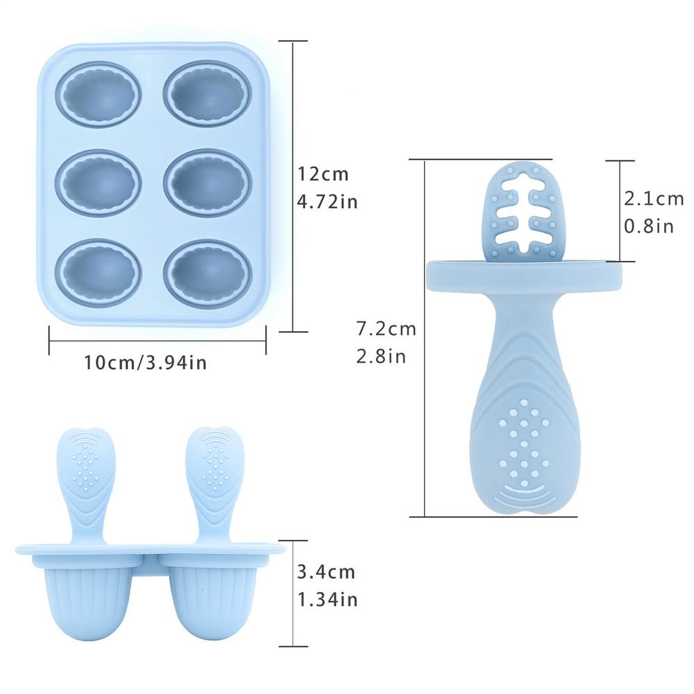 

Silicone Ice Pop Molds Kids Ice Mold 6 Cavity Baby Ice Pop Mold Cake Pop Mold Reusable Easy Release Freezer Treats Tray синий