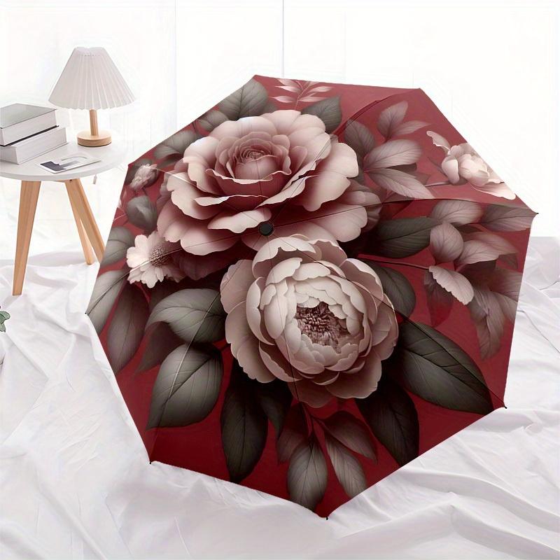 1pc Vintage Floral Bouquet Umbrella with Plastic Handle,Suitable for All Seasons Home Travel Outdoor UmbrellaB1613
