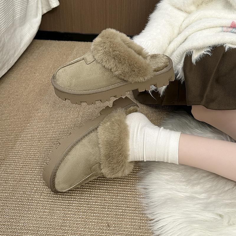 2025 new Qian Songyi with the same fur integrated slippers women's outer wear bag head hair mop warm home fluff mop