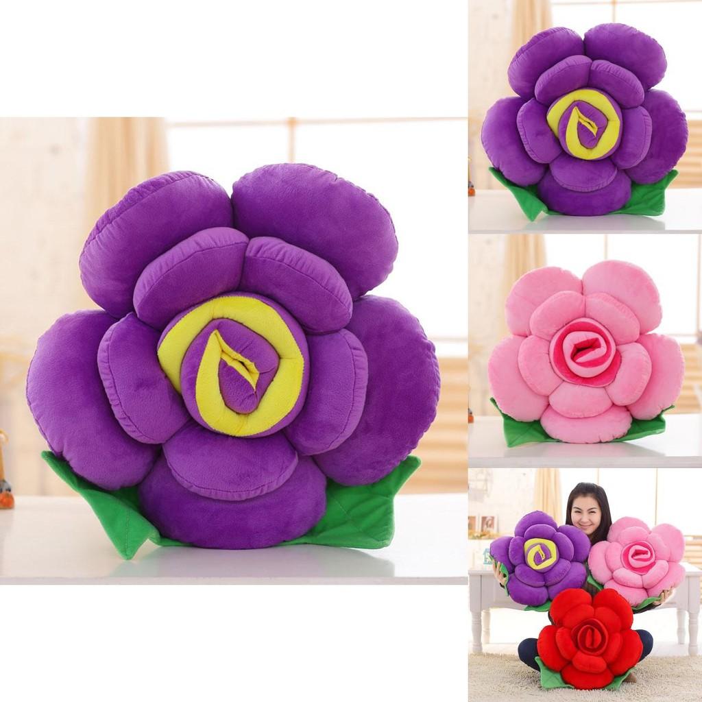 Bright Colors Rose Shape Flower Pillows Cushion Lumbar Decor For Sofa Bed And Chair