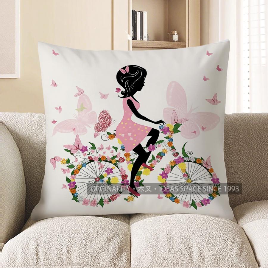 Home Decor Fairy With Flower Dress And Butterfly Pillow Cover Pattern Cushion Cover Suitable For Sofa Bedroom Car Pillow Cover