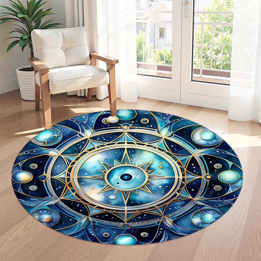 Stars Moon Round Floor Mat Design for Kitchen Decorate room Balcony Entryway Antislip Round Carpet Decorate Offices Birthday Christmas Gift
