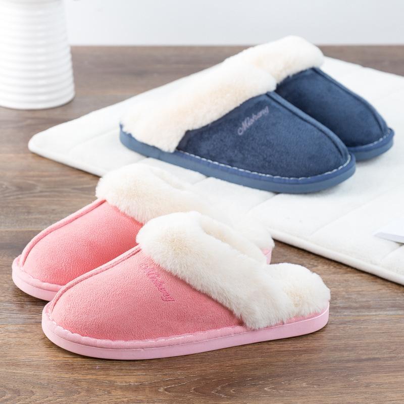 Autumn and winter piled thickened thermal cotton slippers home indoor family couple slippers