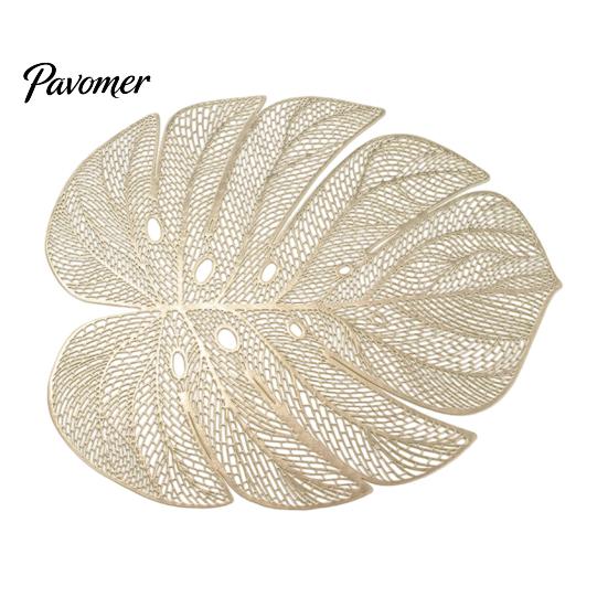 Flexible PVC Dining Mats Monstera Leaf Placemat, Hollow Table Mat, Waterproof Oil Proof Heat Washable Placemats Resistant for Wedding Banquet