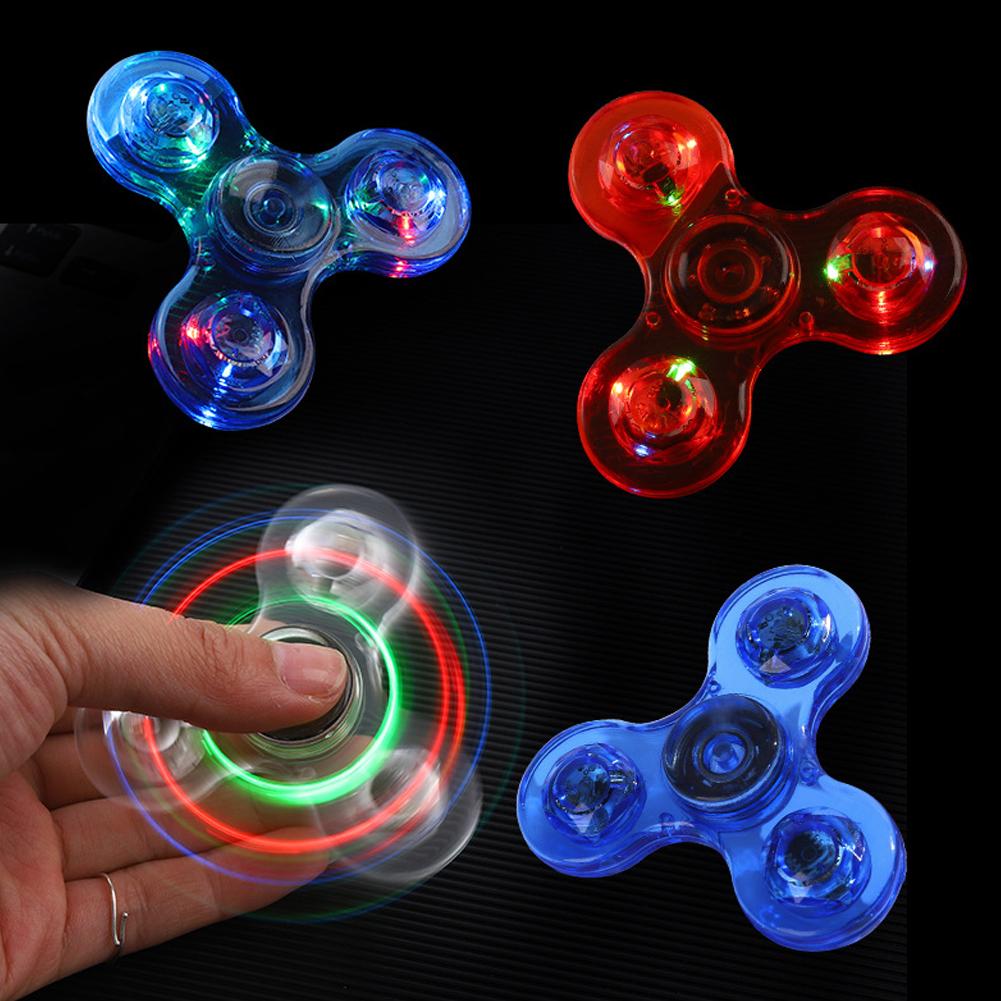 Crystal Luminous LED Light Fidget Spinner Hand Top Spinners Glow In Dark EDC Stress Relief Toys Kids Adult Anti Stress Fidget Toys