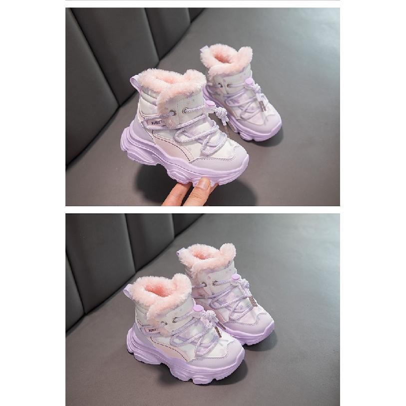 Girls' Fleece-Lined Sneakers Children's Winter Thick Cotton Shoes New Boys' Snow Boots Big Kids' Thickened Cotton Boots