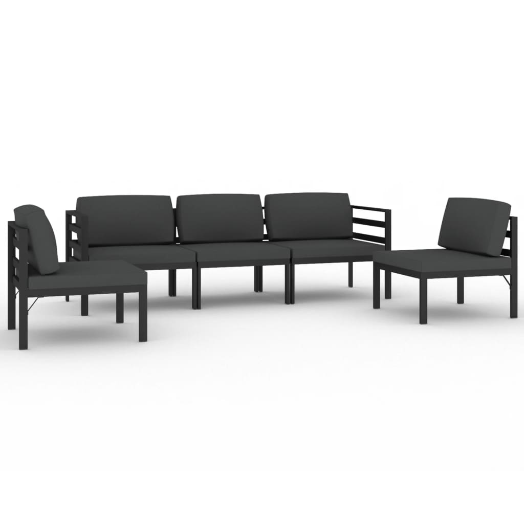 Vidaxl 5-Cz. Garden Furniture Set, Cushions, Aluminium, Anthracite