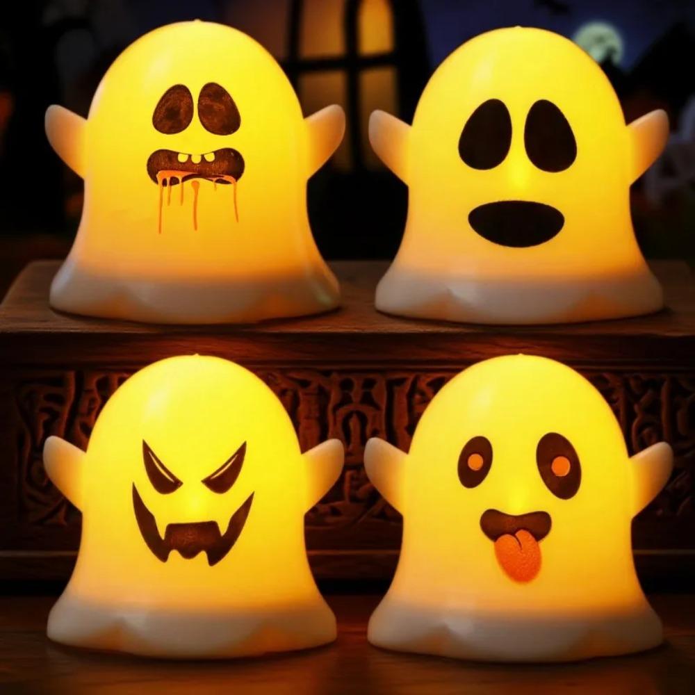 Plastic Halloween Ghost Lamp Portable Mini Ghost Light Ghost Pendant LED Candle Light  Yard Decor