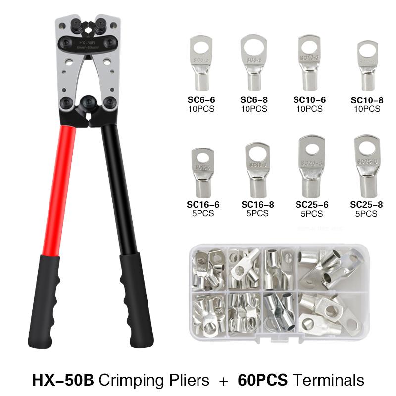 Crimping Pliers Tube Terminal Crimper Hex Crimp Tool Multitool Battery Cable Lug Cable Hand Tools HX-50B 6-50mm² AWG 10-0