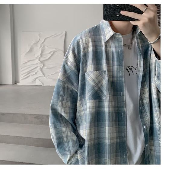 2024 Checkered Long Sleeved Shirt Ins Loose Shirt Men'S Summer Trend Versatile Casual Jacket