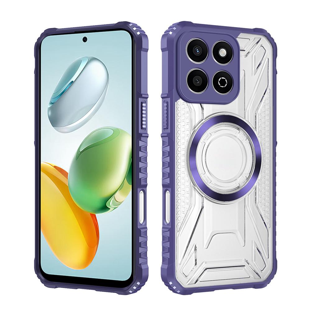 KEYSION Transparent Magnetic Case for HONOR X7c X8c X6b Silicone+PC Heavy Duty Shockproof Phone Cover for Huawei Honor 200 Smart