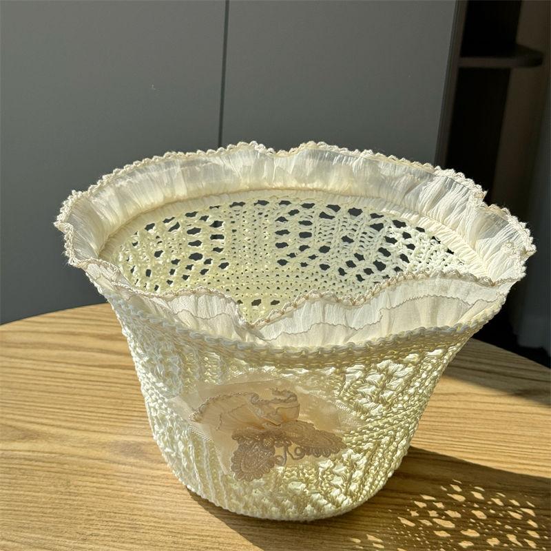 Chapeau Bob en Dentelle Française pour Femmes Printemps Été Nouveau Creux Pare-Soleil Crème Solaire Bord de Mer Chapeau de Pêcheur