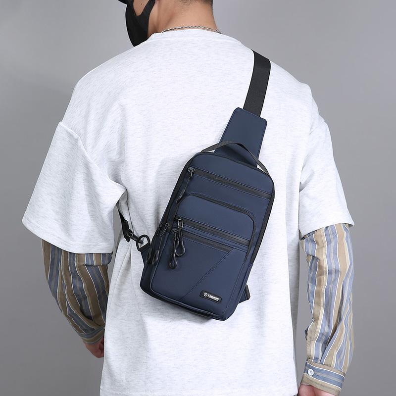 Men's Multi-Layer Chest Bag - High-Quality Nylon Crossbody Sling for Daily Commuting & Outdoor Activities