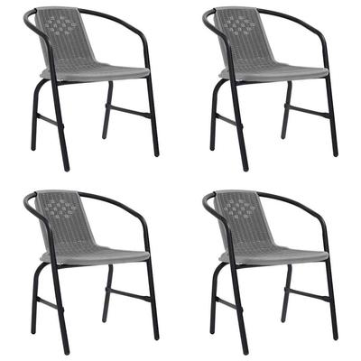 Garden Chairs, 4 Pcs, Synthetic Rattan and Steel, 110 Kg