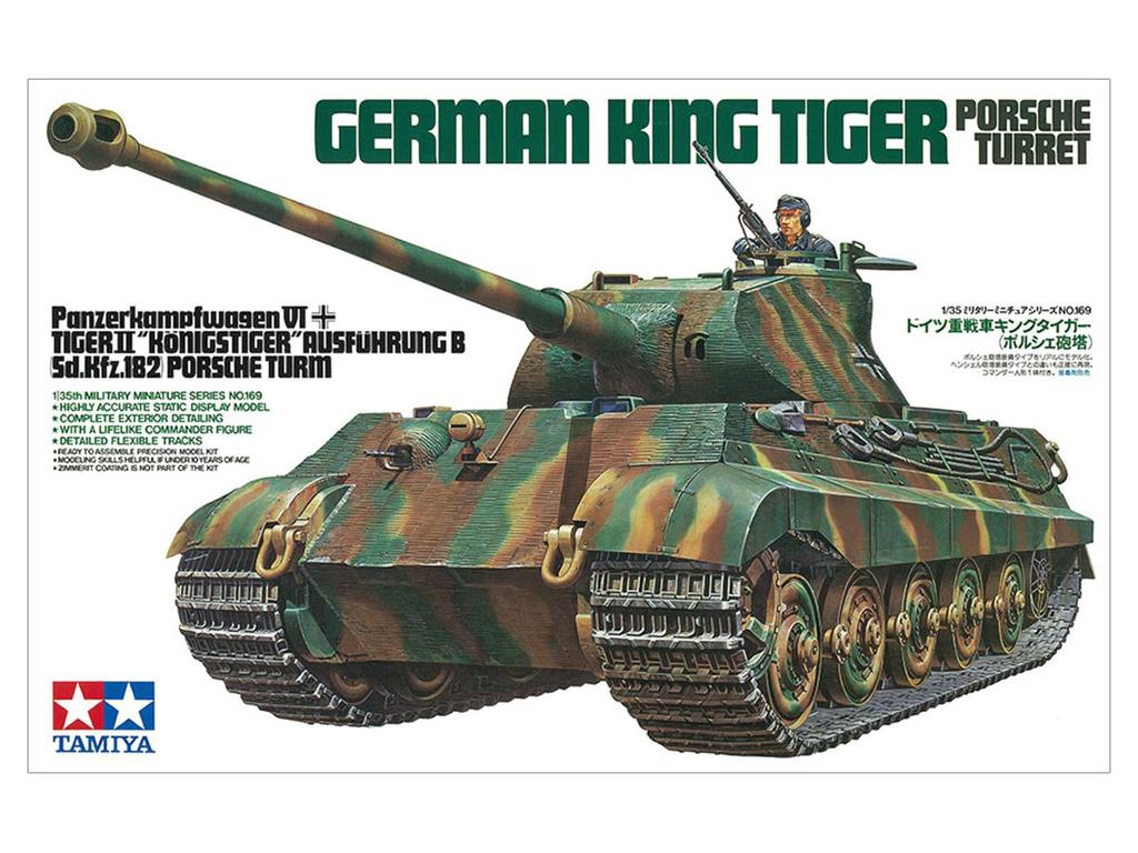Tamiya Military Miniature Series 169 German Army King Tiger with Porsche Turret Plastic Model Kit 35169 1/35 No.