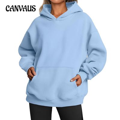 Damen Frühling und Herbst Übergröße Kapuzenpullover Lässiges Taschenoberteil