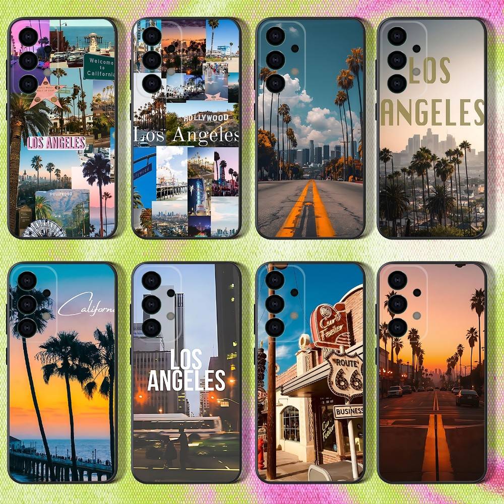 Travel Los Angeles California Phone Case For Samsung S25,S24,S21,S22,S23,S30,Ultra,S20,Plus,Fe,Lite,Note,10,9,5G Black Cover