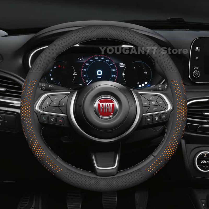 Leather Car Steering Wheel Cover For Fiat Tipo 500x Scudo 2017-2022 2023 Covers For Covers Auto interior Fiat Dobio Accessories