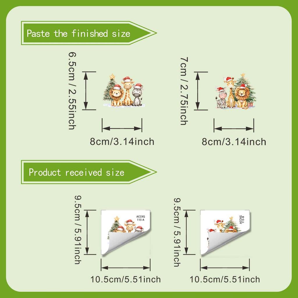 Cartoon Weihnachten Tier Weihnachtsbaum Wandaufkleber, Weihnachtsraum Dekoration Wandaufkleber