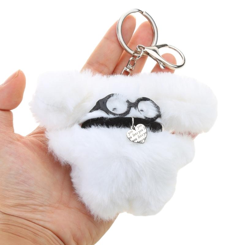 Lovely Fluff Stuffed Keychain Handmade Plush Dog Keyring Soft Cartoon Animal Backpack Pendant Versatile Bag  Accessory