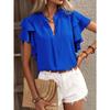 Summer V-neck Casual Design Style and Temperament Top Solid Color Women’s Blouses & Shirts