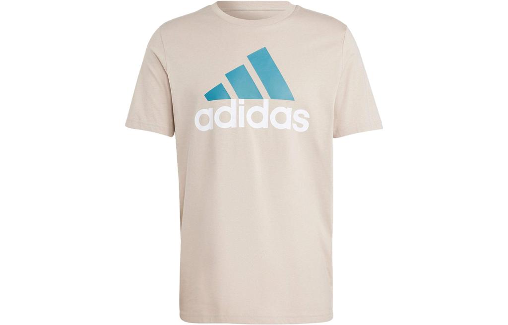 Adidas Essential T Shirts Men's Beige Crew Neck Moderate Straight Fit IJ8575