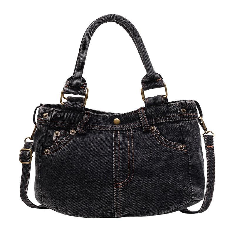 New messenger bag women's washed denim bag niche design denim bag fashionable large capacity shoulder bag