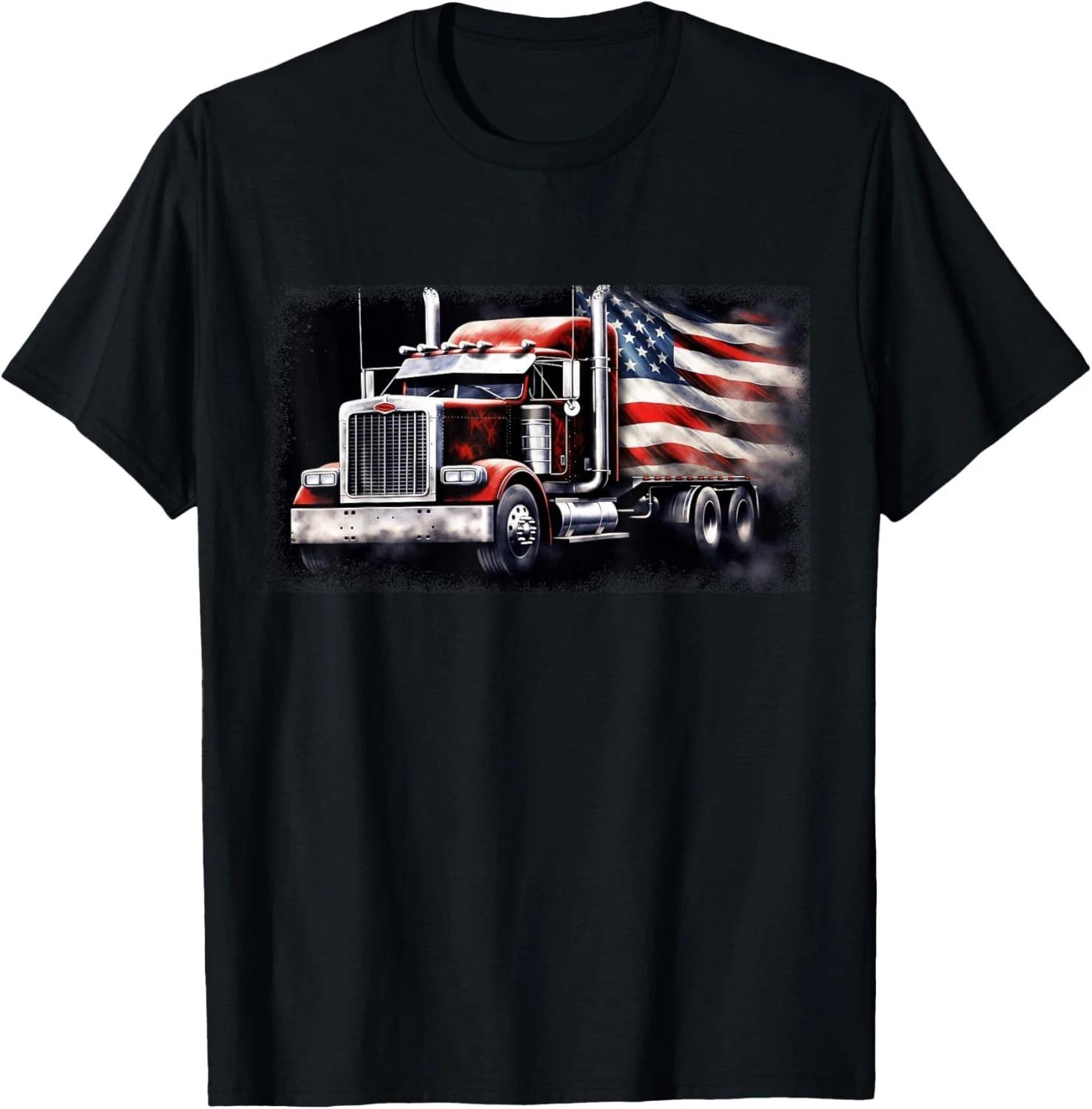 US American Flag Semi Truck Driver Trucker Gift Unisex T-Shirt M