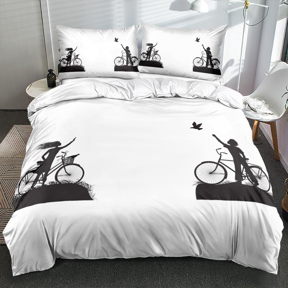 

Valentine S Day Romantic Love Three-Piece Set 3D Digital Printing Quilt Cover Pillowcase Bedding 90*190