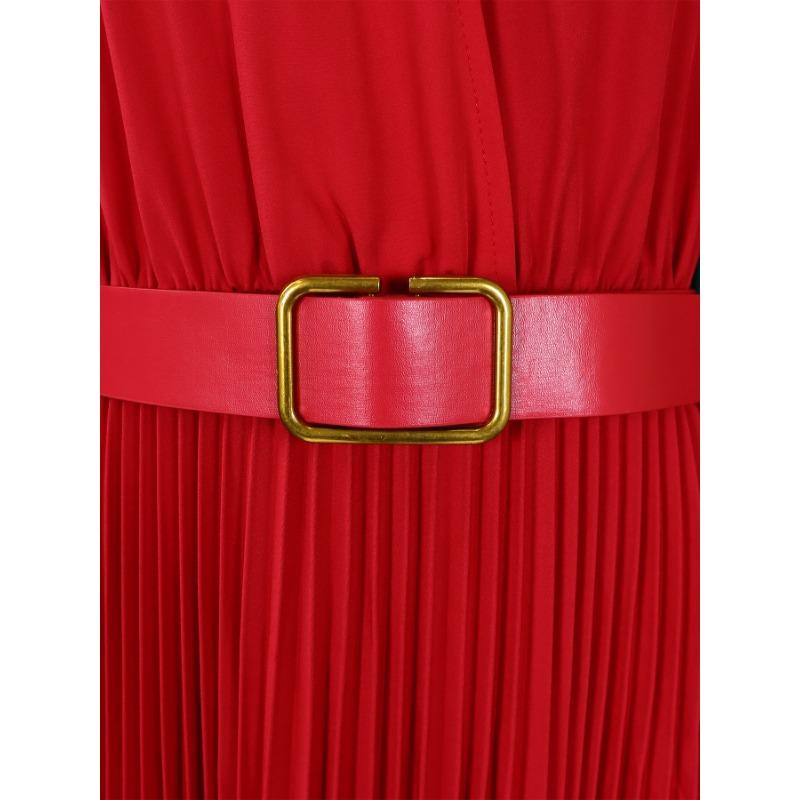 Dámské elegantní jednobarevné šaty tunika šaty midi šaty s páskem sexy výstřih do V košilové šaty plus size