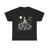 Unisex Adult T Shirt Art Deco Geometric Skyscraper Cityscape with Balloons Black