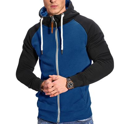 Europäische Größe Winter Herren Sweatshirt Mode Patchwork Farbe Fitness Sportswear Hoodie Casual Kontrast Raglan Ärmel Jacke Mantel Top