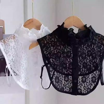 New Fashion Detachable Fake Collar Lace Adjustable False Collar White Black Shawl Wrap Women Girls
