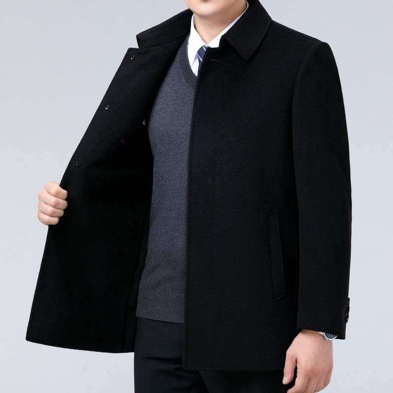

Men s double-sided cashmere coat business casual dad wear removable liner jacket middle-aged and elderly non-iron winter tops 195