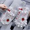 Rui Ta Er Strawberry Suspender Dress for Small Dogs - Pure Cotton Home Outfit