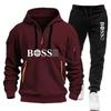 Autumn and Winter Men's Pullover Hoodie and Pants Two-piece Set, Outdoor Jogging Zipper Men's Sportswear Set