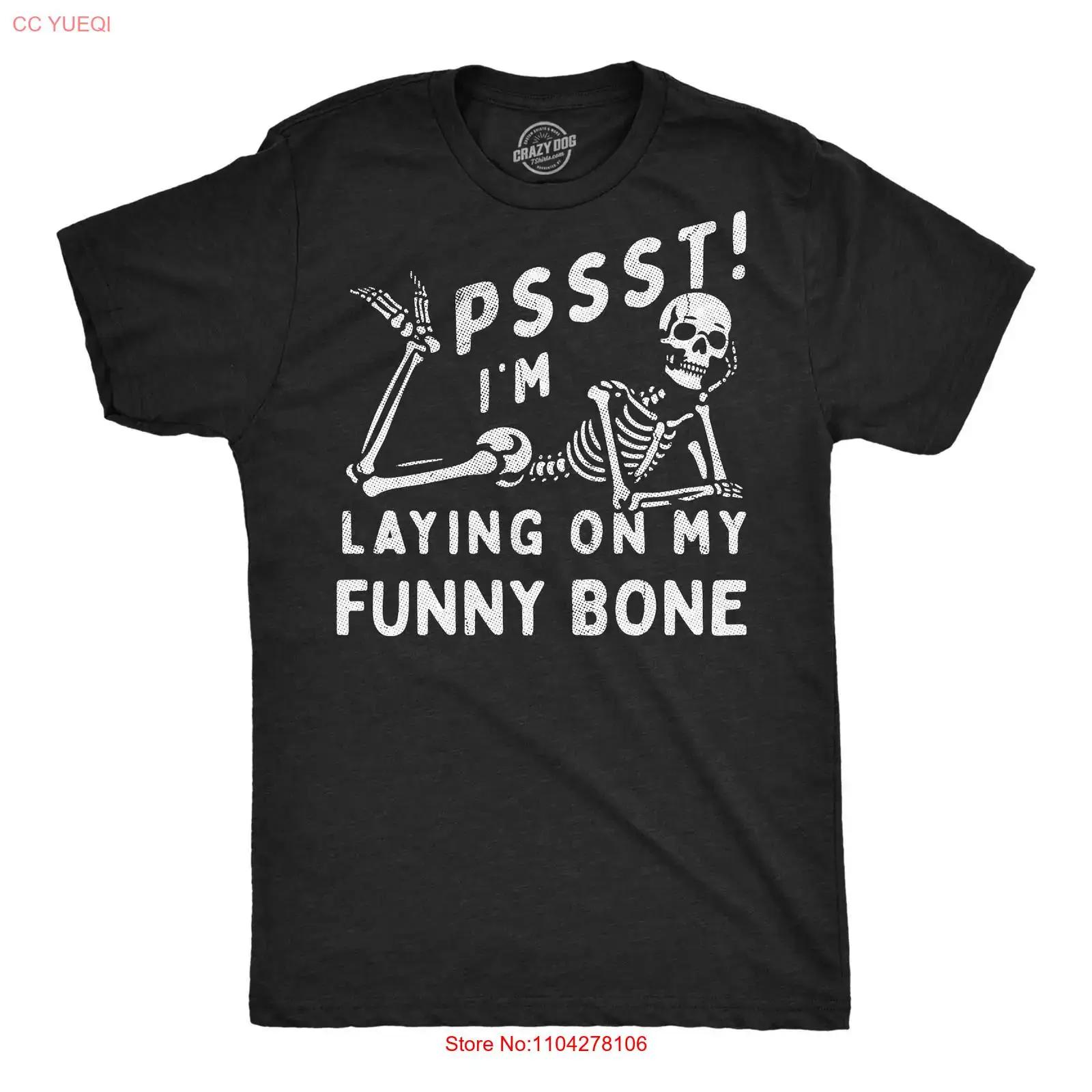

Mens Funny T Shirt Pssst Im Laying On My Bone Sarcastic Skeleton vintage Washed Comfortable Stretched homme Slightly 5XL різнокольоровий