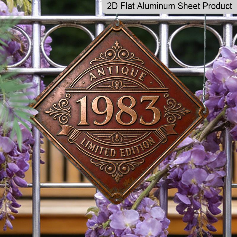 

2D Flat, 1pc, Vintage 1983 Limited Edition, Birth Year Gift for Father, Vintage Metal Aluminum Sign, Suitable for Living Room, Study, Entryway 20*20cm