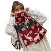 Women Christmas Scarf Deer Pattern Knitted Scarf Thick Neck Warmer Bufanda Long Windproof Soft Scarf For Winter