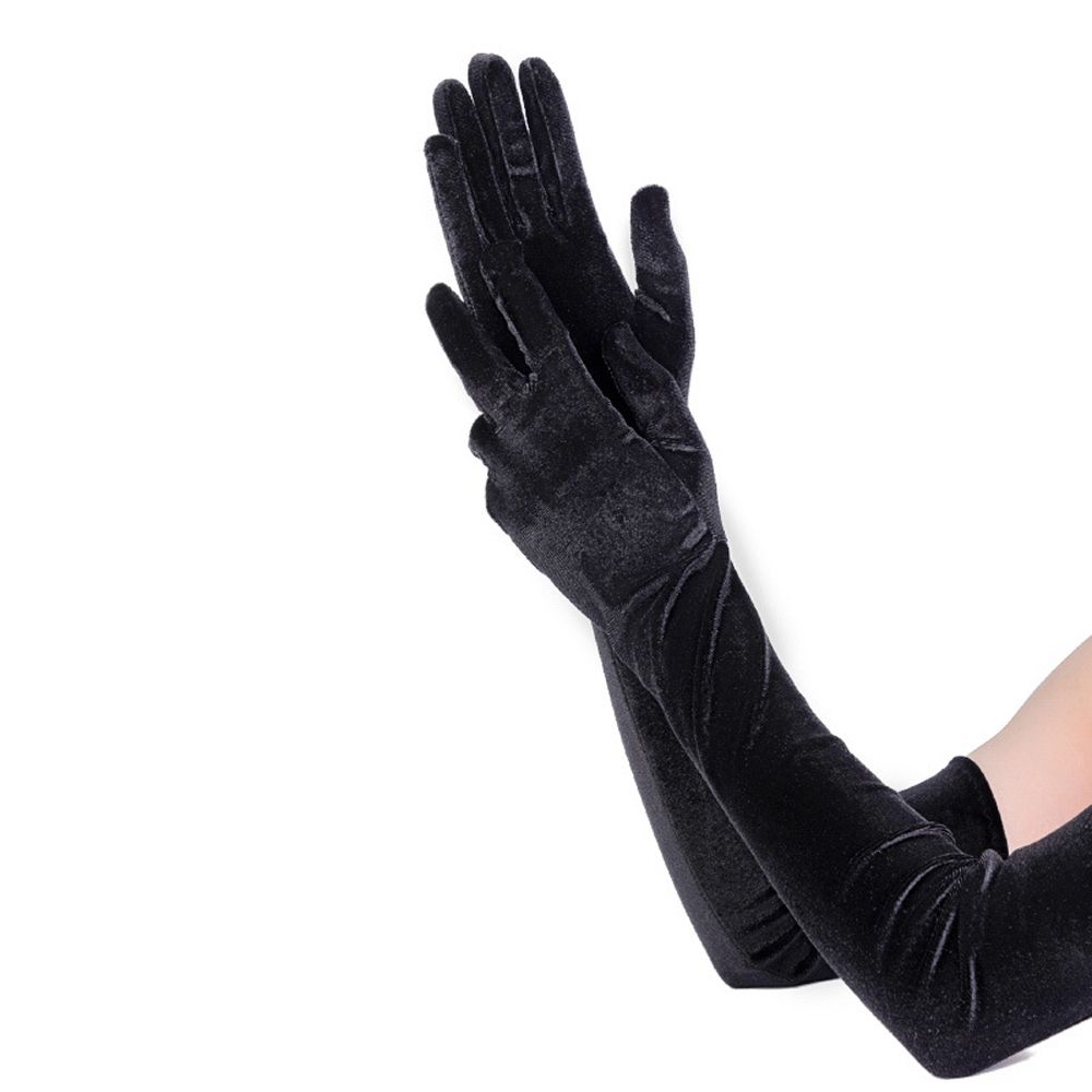Warm Party Dinner Dress Banquet Autumn Velvet Long Gloves Wedding Women Gloves Etiquette Mittens