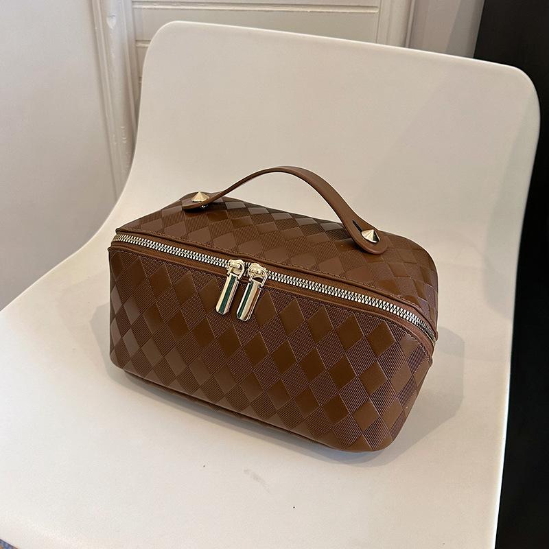 2026 Rhombus Retro Cosmetic Bag Large Capacity Cosmetic Storage Bag Multi-functional Travel Portable Toilet Bag