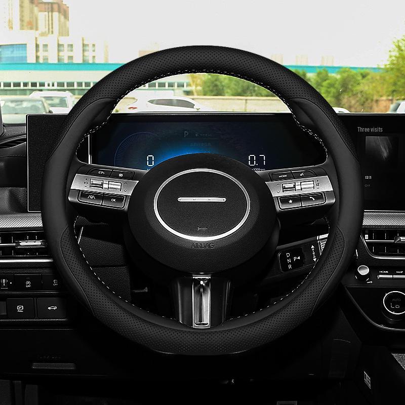 11th Gen Sonata Genuine Leather No-Sew Steering Wheel Cover