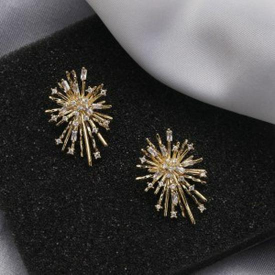 

Trendy S925 Silver Fireworks Diamond Earrings – Bold, Stylish, and Versatile for the Modern Fashionista