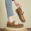 First layer cowhide retro Mary Jane shoes women's shoes 2025 Korean version Velcro flat casual shoes genuine leather mother shoes
