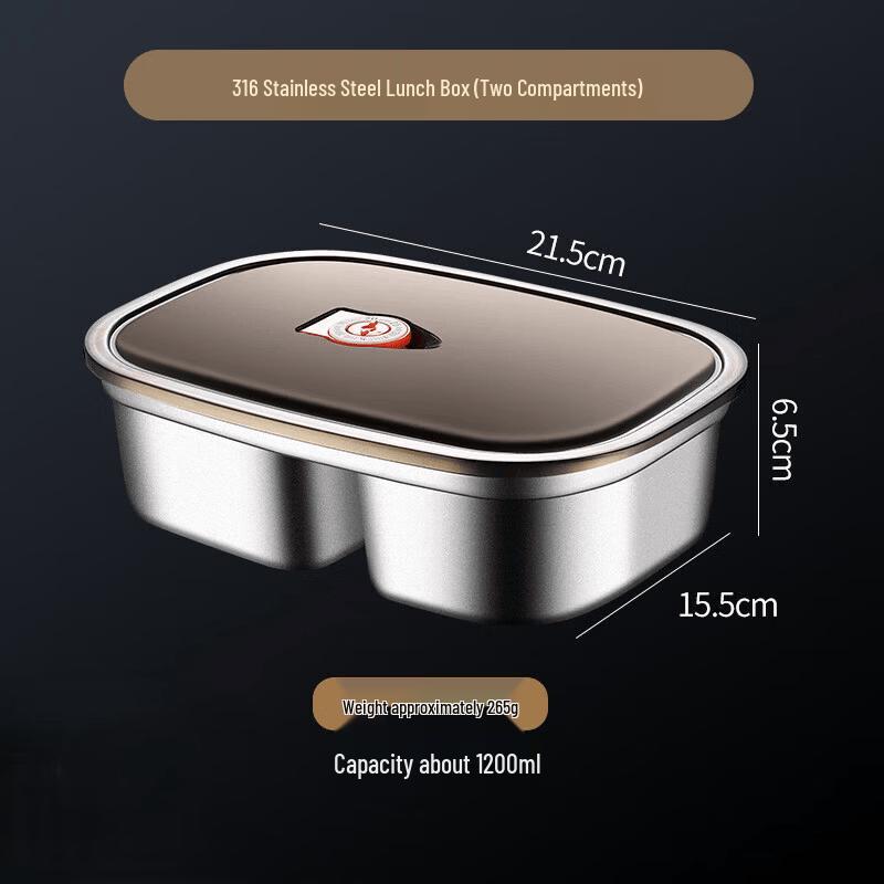 304 Stainless Steel Divided Double Compartment Lunch Box